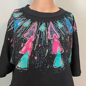 Colorful Graphic Black Top
